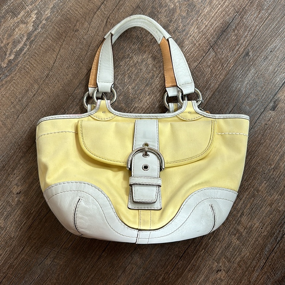 Coach Yellow and White Satchel